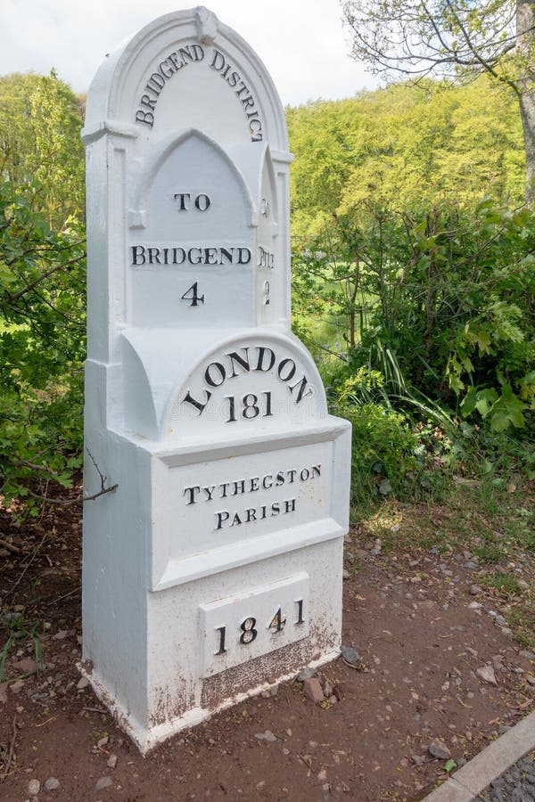 Mile marker at St Fagans National Museum of History in Cardiff on April 27, 2019 royalty free stock photography Mile marker at St Fagans National Museum of History in Cardiff on April 27, 2019 royalty free stock photography
