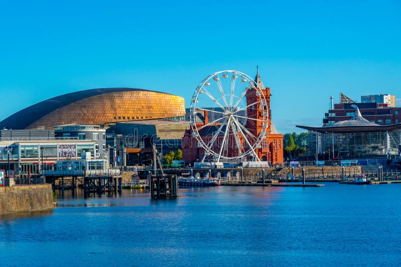 Cardiff Bay In The Sunshine, In the background the Wales Mi…