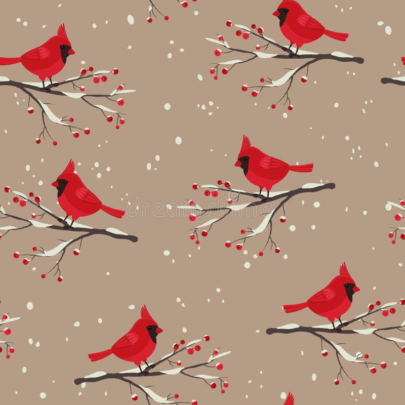 Cardinal bird beautiful winter seamless