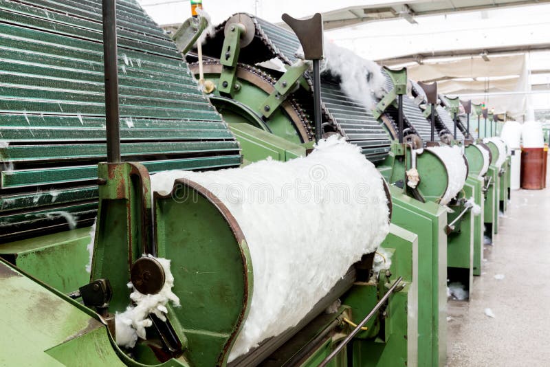 Carding machine for textile mill royalty free stock image