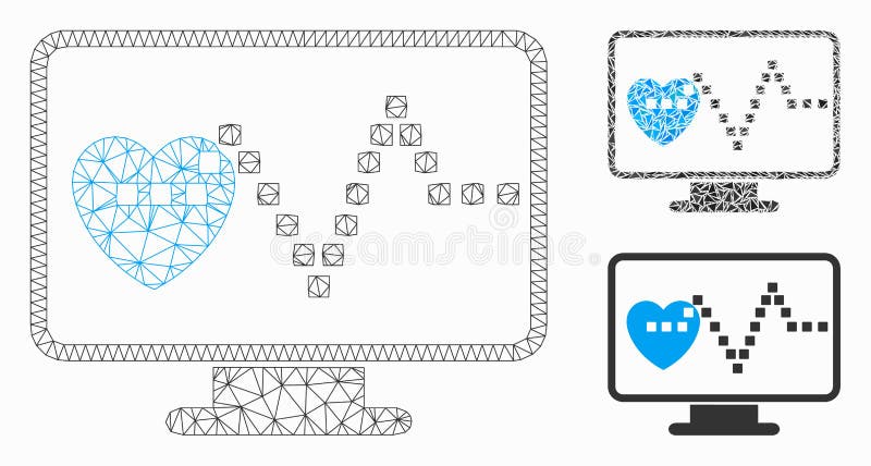 Cardio Monitoring Vector Mesh Network Model and Triangle Mosaic Icon stock abbildung