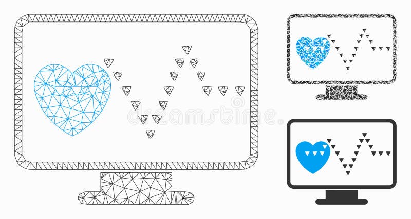 Cardio Monitoring Vector Mesh Network Model and Triangle Mosaic Icon vektor abbildung