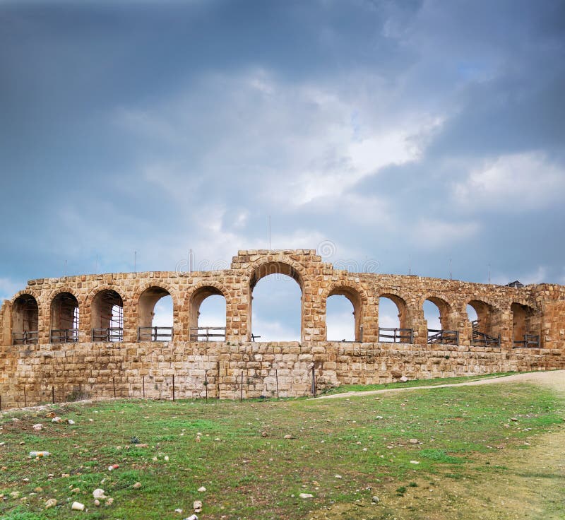 Cardo Maximus Ciudad romana antigua de Gerasa foto de archivo libre de regalías Cardo Maximus Ciudad romana antigua de Gerasa foto de archivo libre de regalías