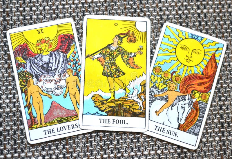 The Fool Tarot Card Strength Lovers Sun Star Background