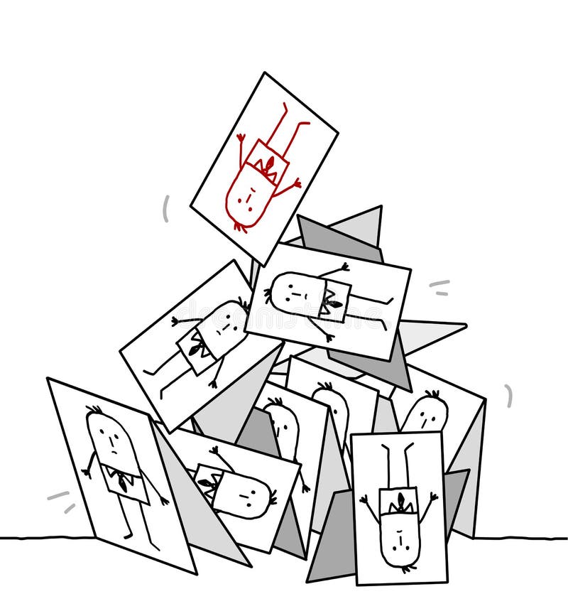 Cards den kollapsande pyramiden vektor illustrationer