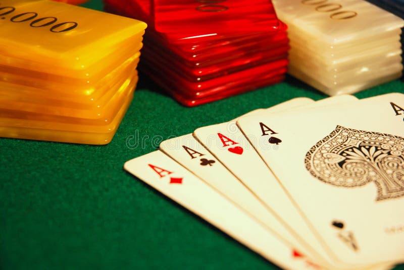 Cards and poker chips stock photography