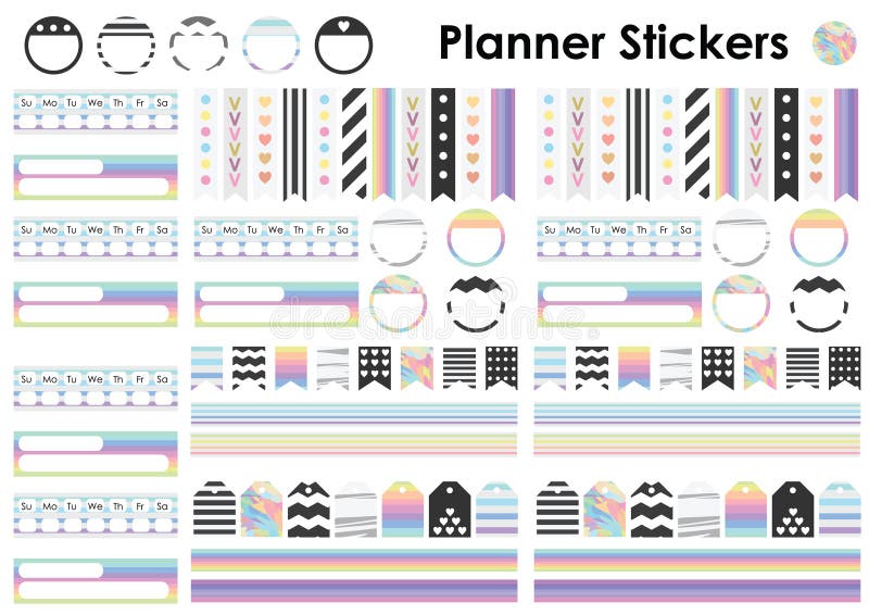 Printable Planner Stickers: Coloring Banquet Food Theme Stickers