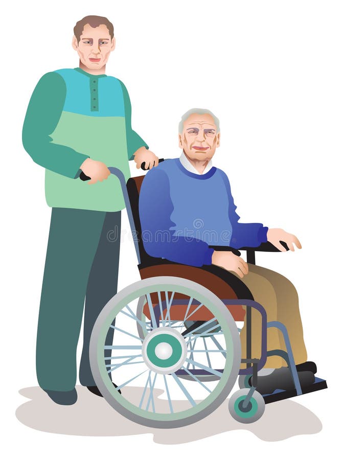 Care of invalids older persons royalty free illustration