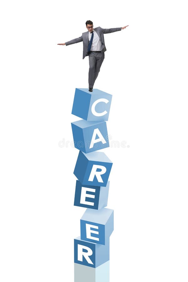 Career Concept with Businessman on Top of Blocks Stock Image Image of