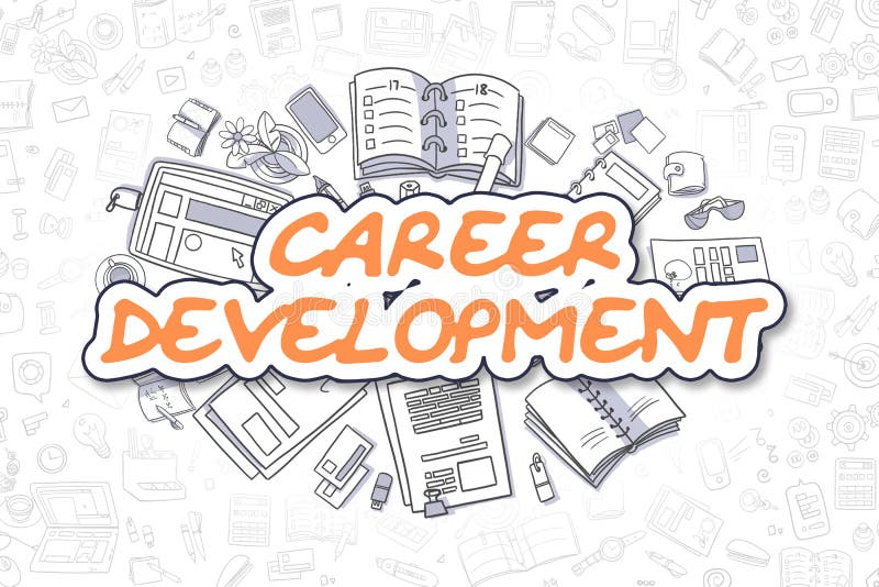 Career Development - Cartoon Orange Word. Business Concept. Stock