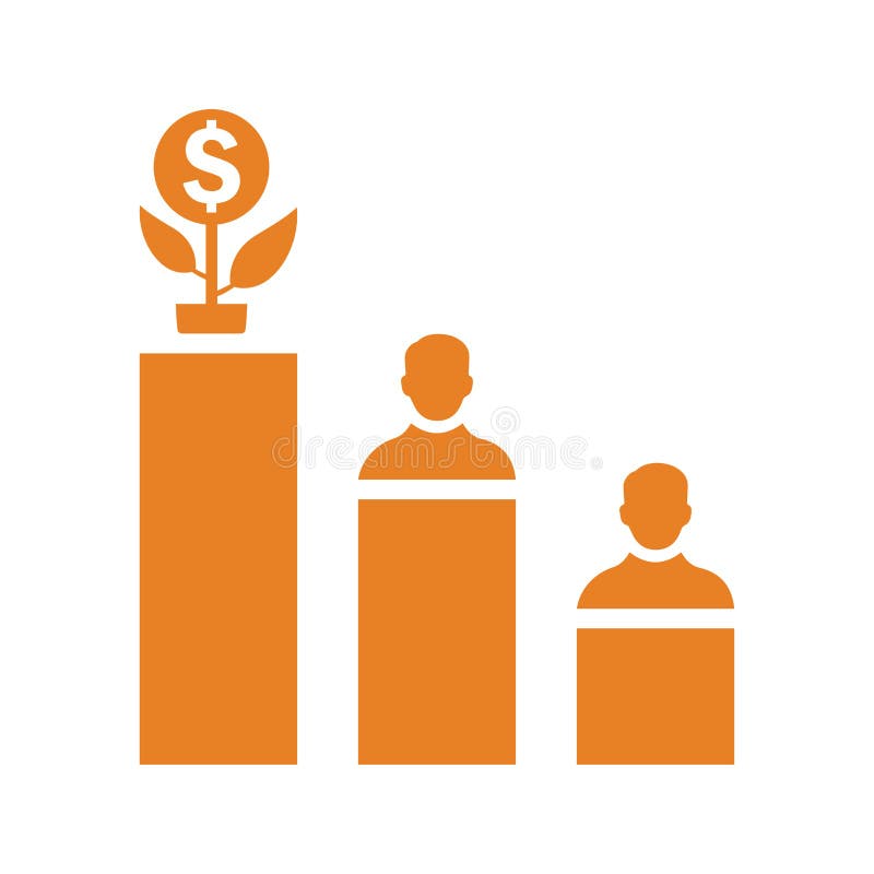 Career, employee, growth icon. Orange vector graphics royalty free illustration