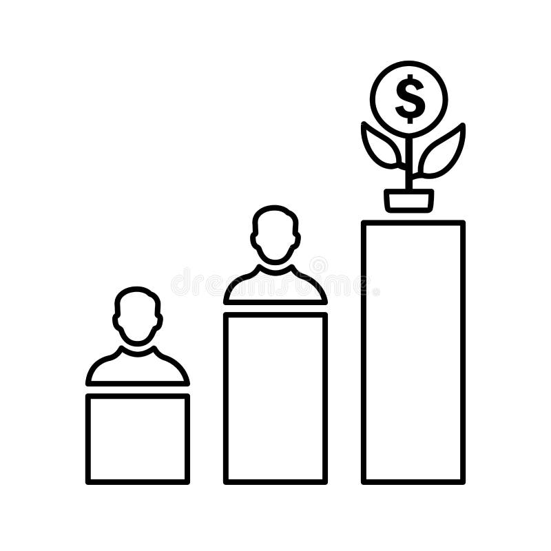 Career, employee, growth line icon. Outline vector royalty free illustration