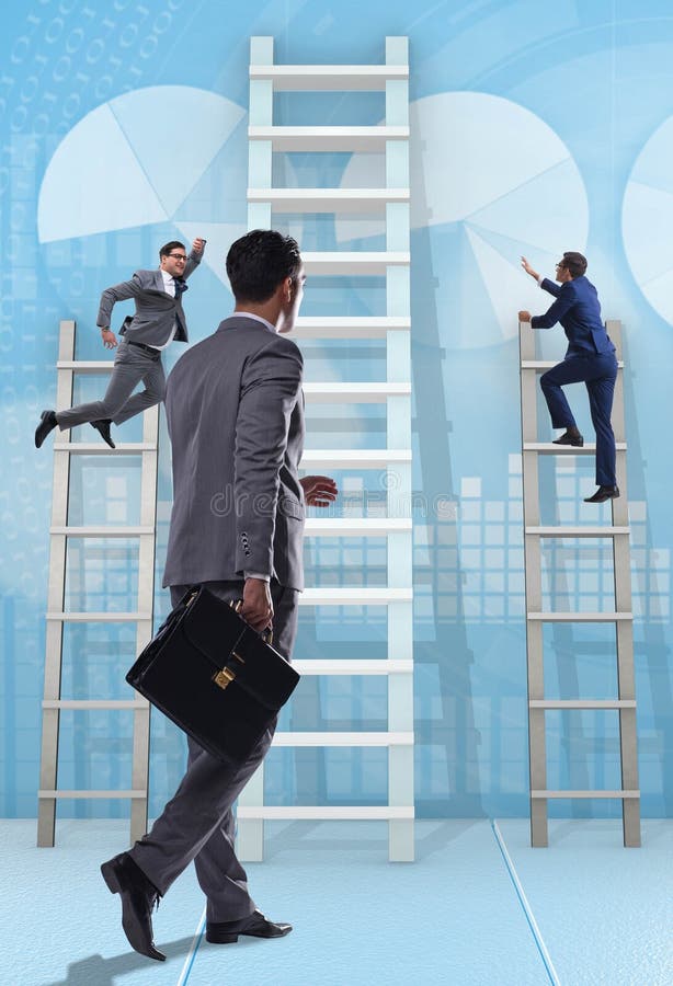 Career Progression Concept with Various Ladders Stock Image Image of