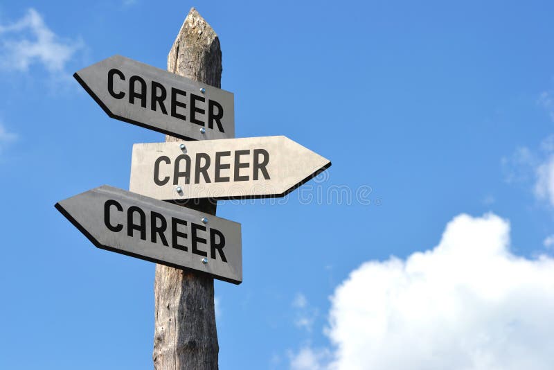 Career Crossroads Sign with Three Arrows Stock Photo Image of