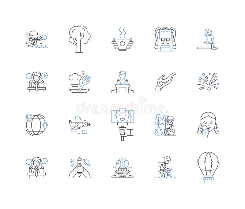 Carefree amusement line icons collection. Fun, Playful, Lighthearted, Joyful, Cheery, Happy, Blithe vector and linear