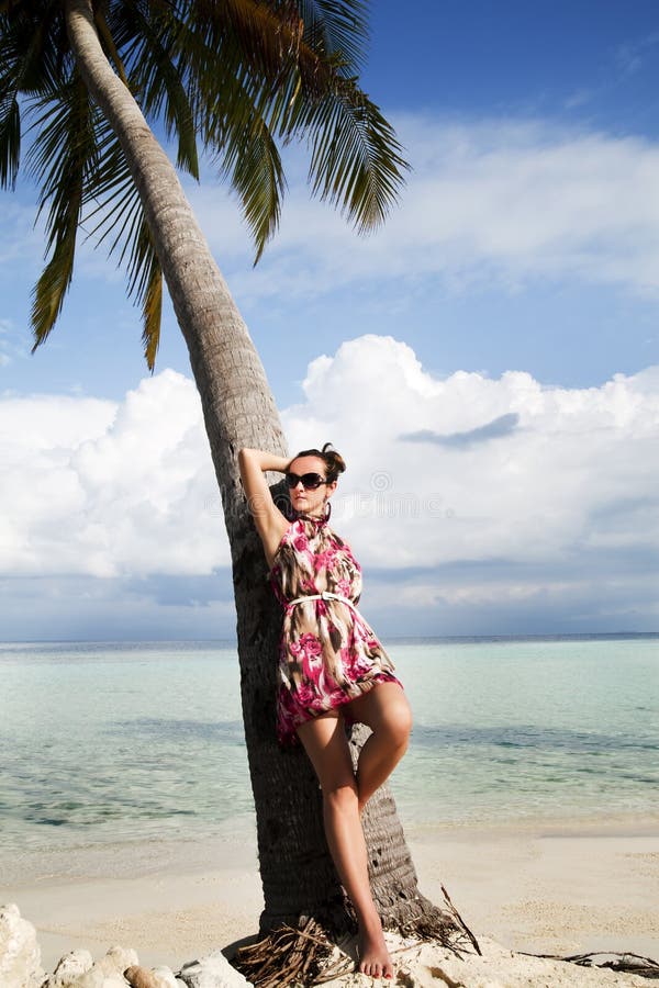 Beautiful Shapely Woman on Tropical Beach Stock Image - Image of bikini ...