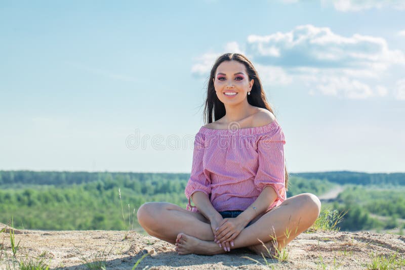 Carefree Woman Relaxing Outdoor Stock Image Image Of Healthy Girl 211851399