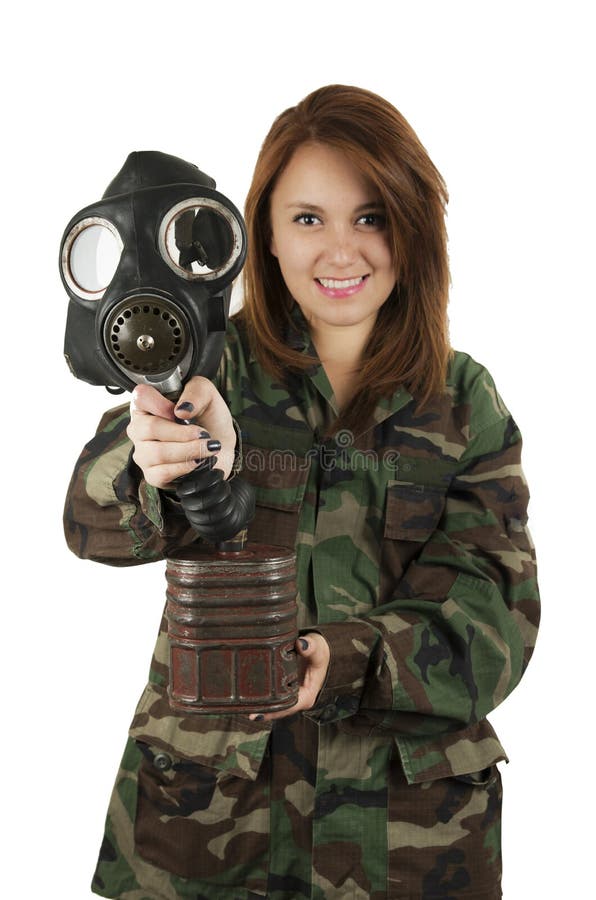 Mujer En Ropa Militar, Fondo Blanco Foto de archivo - Imagen de ropas,  arrancar: 26861182