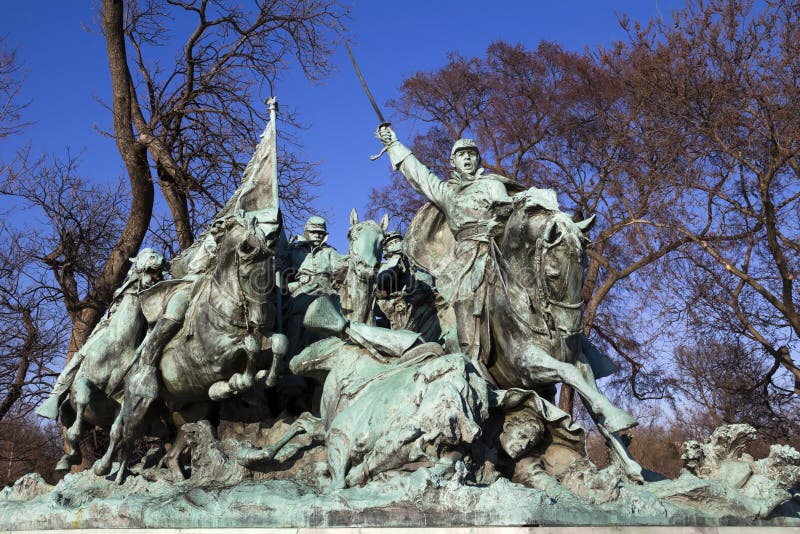 Carga de caballería Ulises los E.E.U.U. Grant Statue Civil War Memorial foto de archivo Carga de caballería Ulises los E.E.U.U. Grant Statue Civil War Memorial foto de archivo