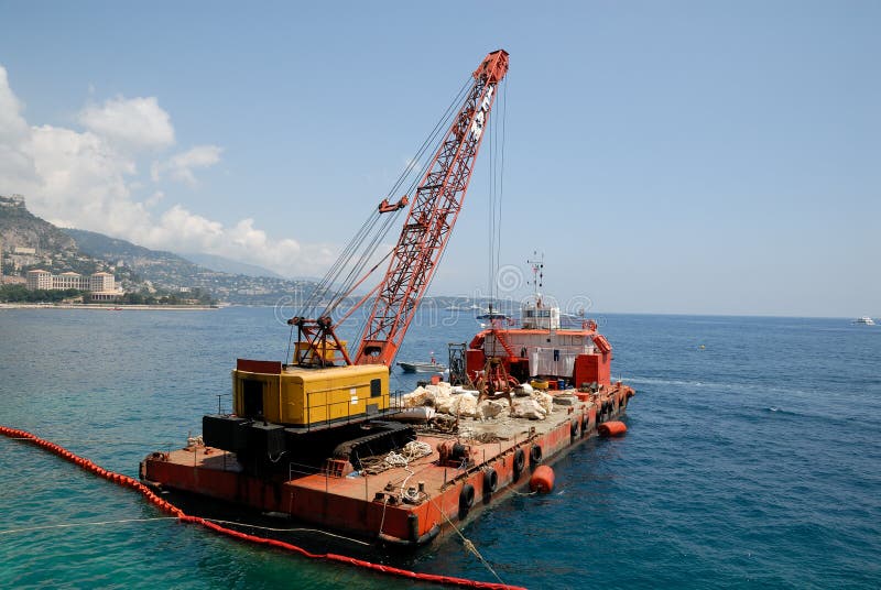 Cargo boat with crane