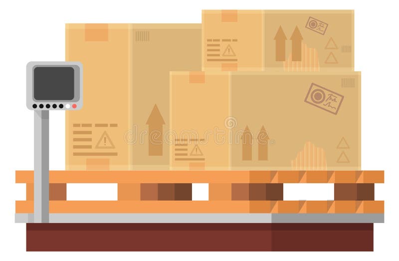 Cargo Boxes Weight Measurement. Warehouse Shipping Service Stock