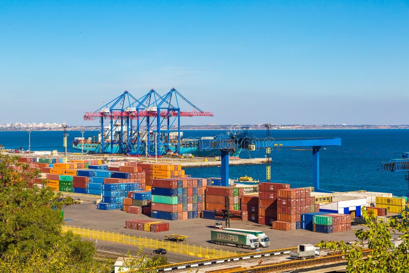 Cargo container terminal port in Odessa royalty free stock image Cargo container terminal port in Odessa royalty free stock image