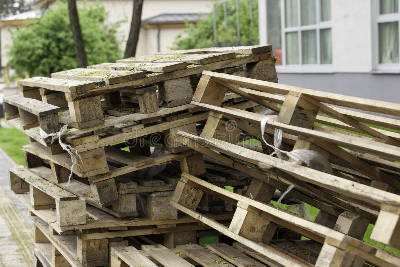 Cargo Pallets Stacked in the Park Stock Photo Image of manufacture