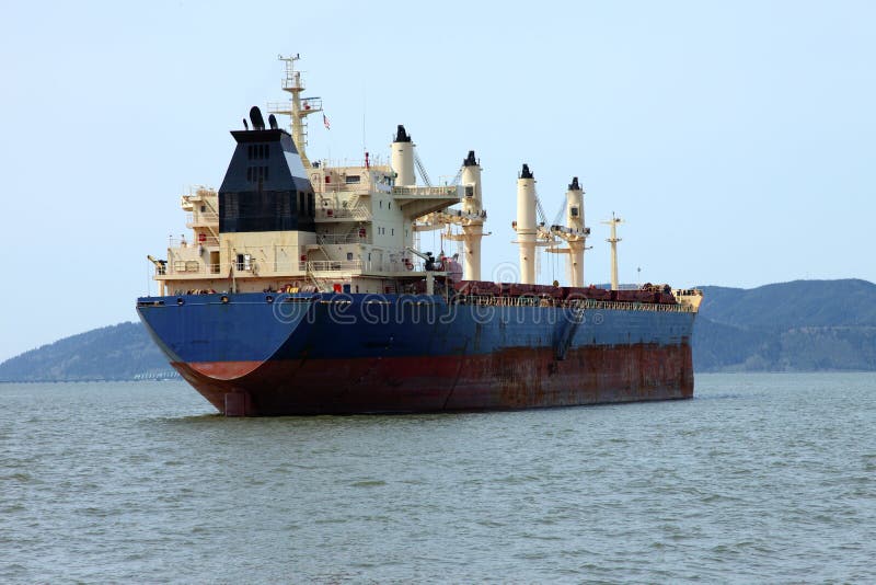 Cargo ship anchored in Astoria Oregon.