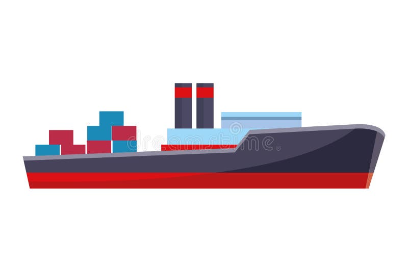 Cargo ship with container boxes isolated stock illustration