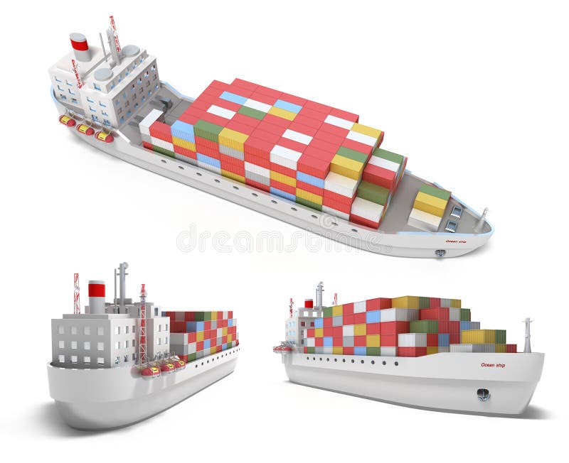Cargo ship with containers royalty free illustration