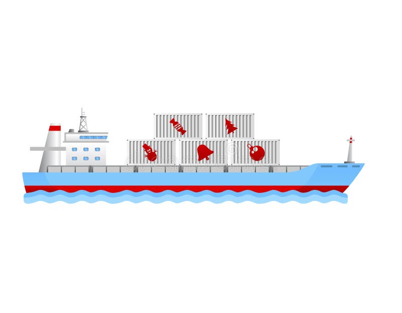 Cargo ship with containers vector illustration