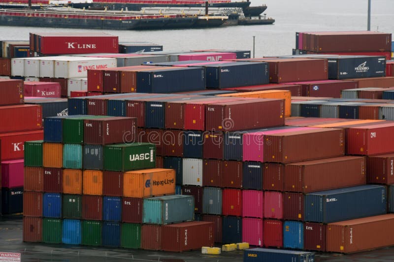 Cargo ship Containers in the Port of Bayonne New Jersey.