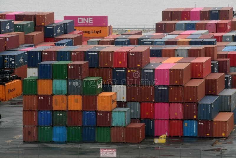 Cargo ship Containers in the Port of Bayonne New Jersey.