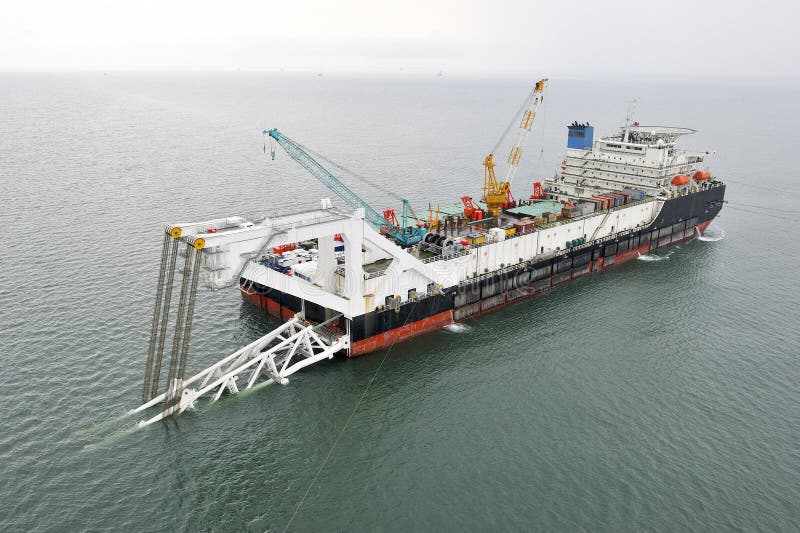 The pipelaying barge stock image The pipelaying barge stock image