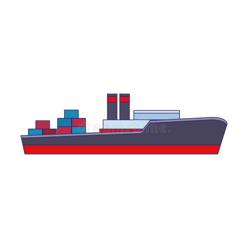 Cargo ship icon, flat design stock illustration