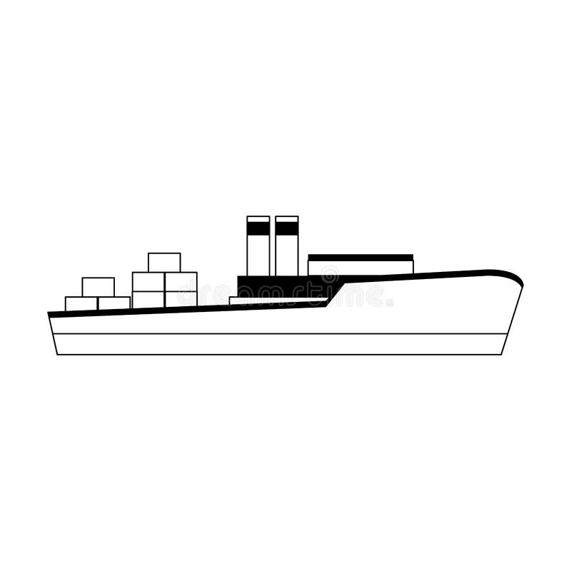 Cargo ship icon, flat design vector illustration
