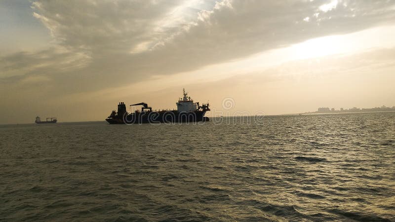 A Cargo Ship in a Ocean royalty free stock photography A Cargo Ship in a Ocean royalty free stock photography