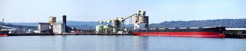 Cargo ship & the port of Longview WA.