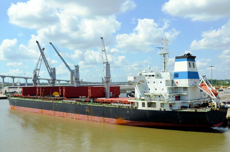 Cargo Ship in the Port of Savannah, Stock Image Image of
