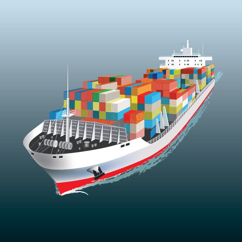 Cargo ship sailing royalty free illustration