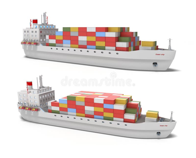 Cargo ship on white background royalty free illustration