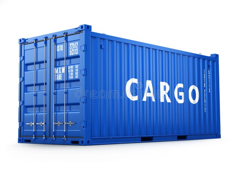 Cargo Shipping Containers in Storage Area with Forklifts with Sp Stock Illustration