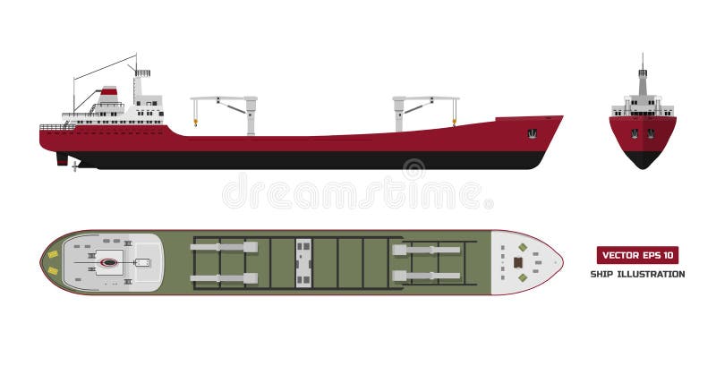Cargo sur un fond blanc Vue de face de dessus, latérale et Transport de récipient dans le style plat illustration de vecteur Cargo sur un fond blanc Vue de face de dessus, latérale et Transport de récipient dans le style plat illustration de vecteur