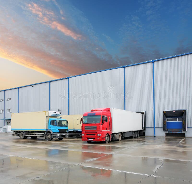 Cargo Truck at Warehouse Building Stock Image Image of factory, platform 48804285