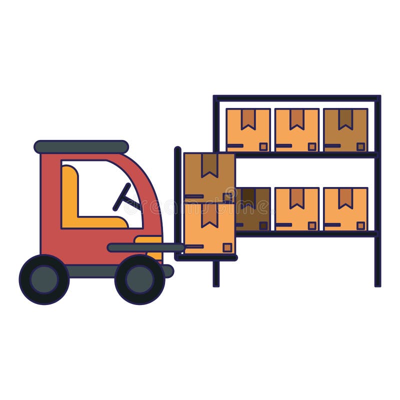 Cargo Vehicle and Warehouse Stock Vector Illustration of mail, icon