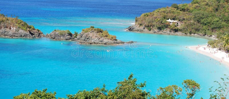 Caribbean Bay with Bathers stock image. Image of bathing - 5667283
