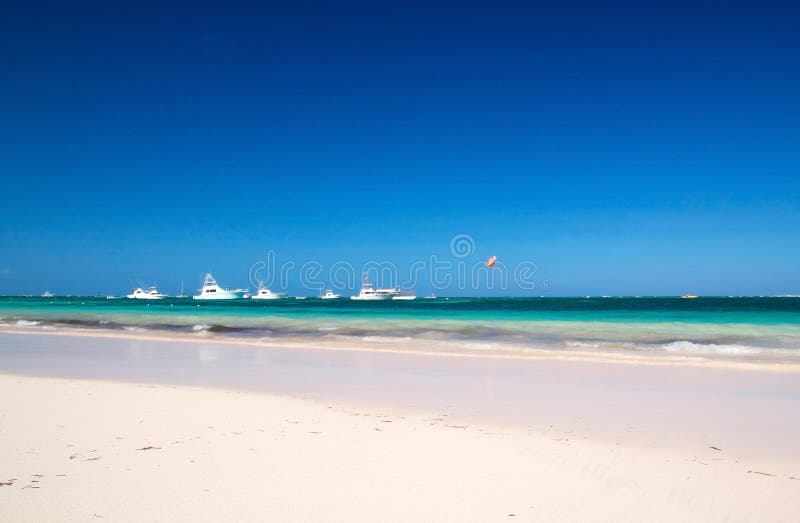 Caribbean beach with yachts