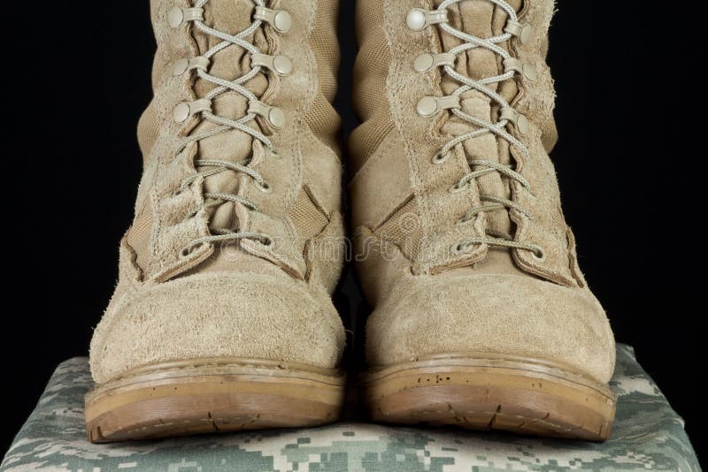 Stivali Di Combattimento Marroni Della Tela Del Deserto, Isolati - Foto 3