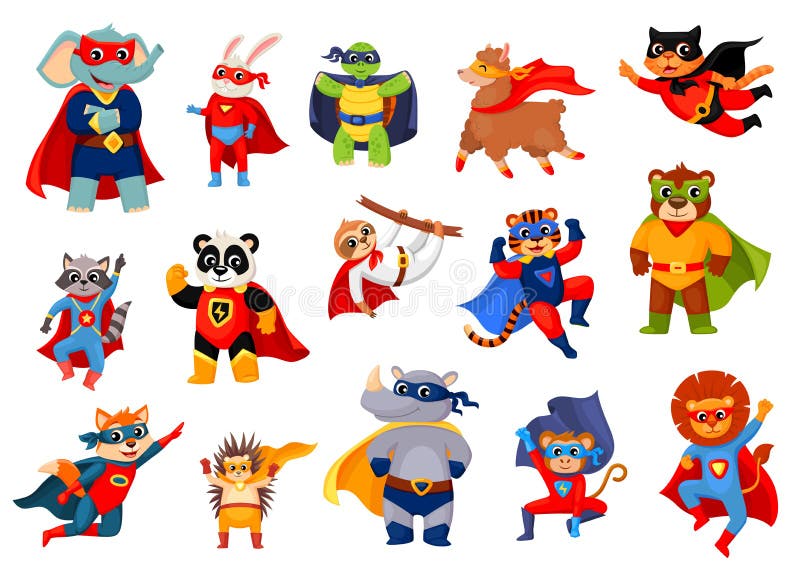 Caricatura De Animales Graciosos Personajes Del Ranger De Superhéroes  Ilustración del Vector - Ilustración de defensor, zorro: 246010383