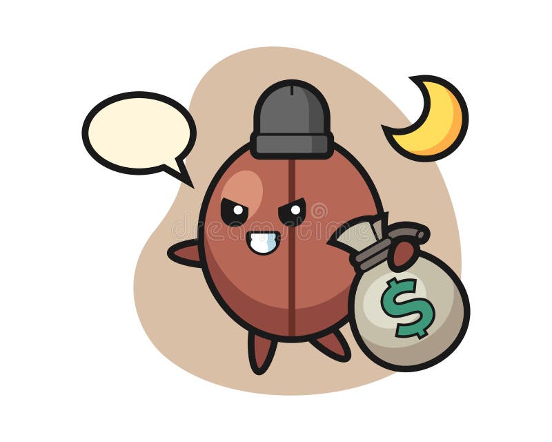 Caricatura de fasole a furat bani vector illustration